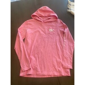 Vineyard Vines Pink Long Sleeve Hooded T-Shirt Girls Large Whale Logo Graphic
